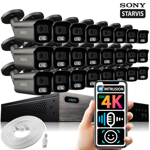 Zxtech 24 x 5MP 8MP IR PoE Camera Face Recognition Full System RX24F24W