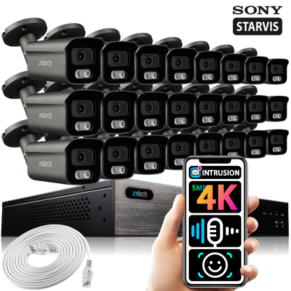Zxtech 24 x 5MP 8MP IR PoE Camera Face Recognition Full System RX24F24W