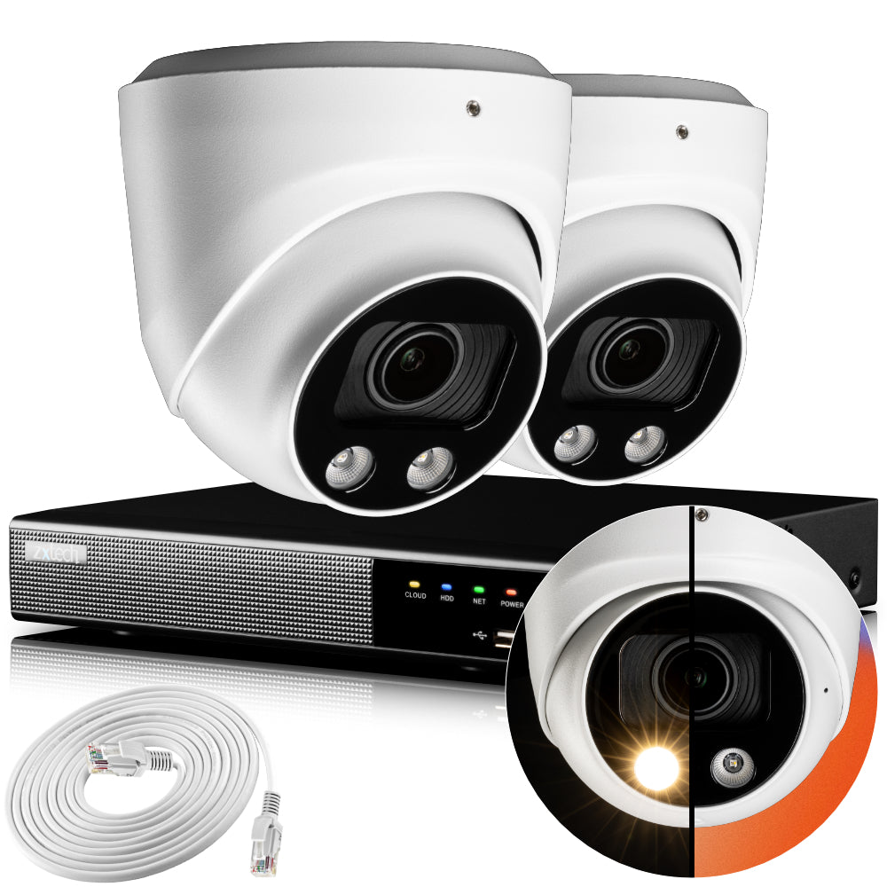 Zxtech 4K CCTV System - 2 x IP PoE Cameras Motorised Lens Face Detection Outdoor Sony Starvis  | RX2C4Z