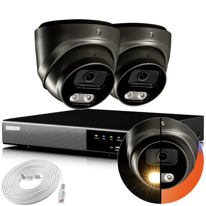 Zxtech 4K CCTV System - 2 x IP PoE Cameras Audio Recording Face Detection Outdoor Sony Starvis  | RX2E4Z