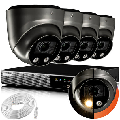 Zxtech 4K CCTV System - 4 x IP PoE Cameras Motorised Lens Face Detection Outdoor Sony Starvis  | RX4G4Z