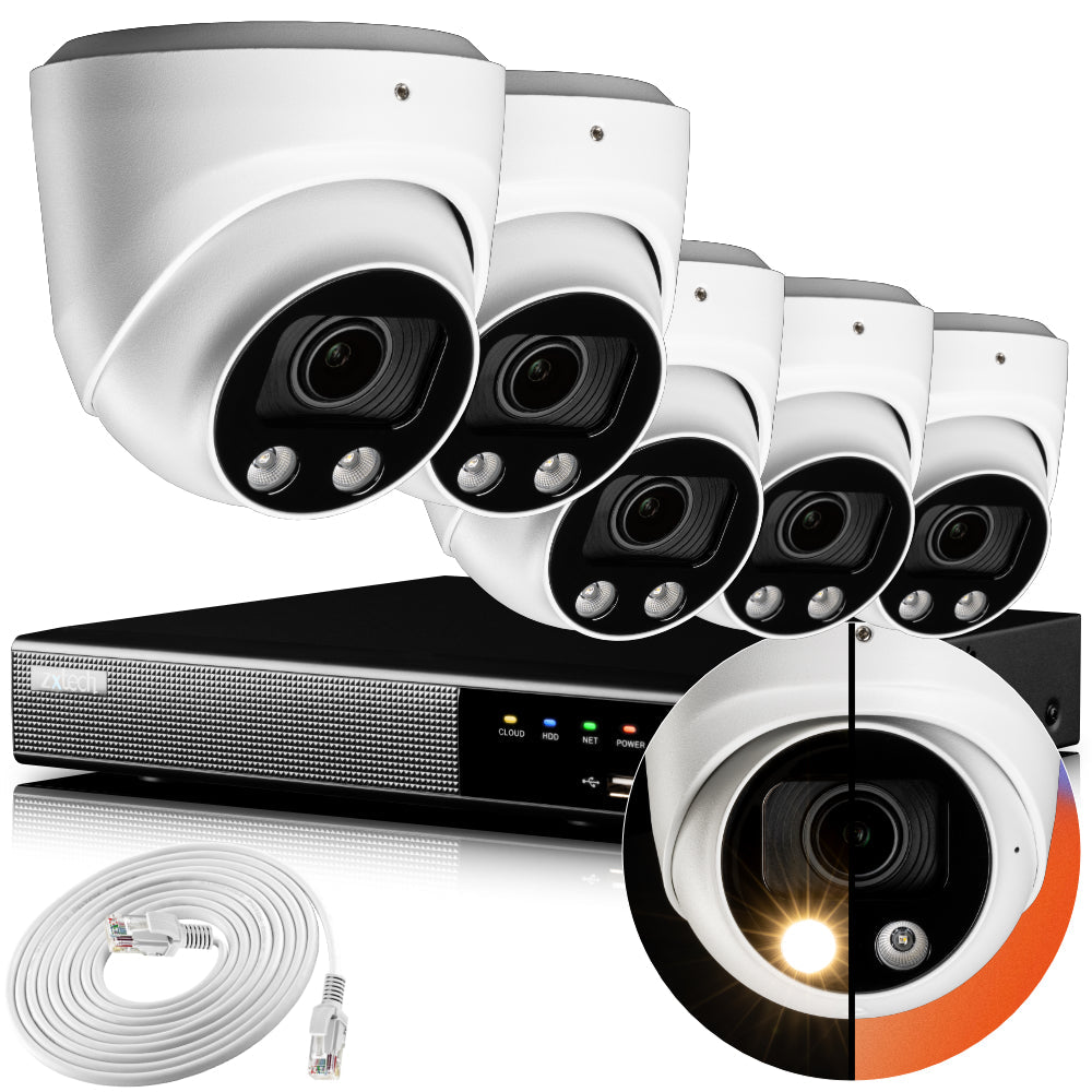 Zxtech 4K CCTV System - 5 x IP PoE Cameras Motorised Lens Face Detection Outdoor Sony Starvis  | RX5C9Y