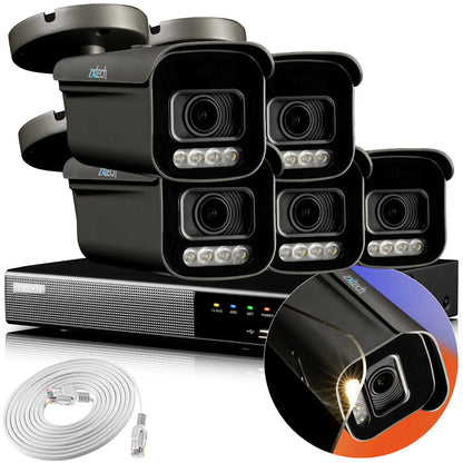 Zxtech 4K CCTV System - 5 x IP PoE Cameras Motorised Lens Face Detection Outdoor Sony Starvis Enhanced Night Vision  | RX5H9Y