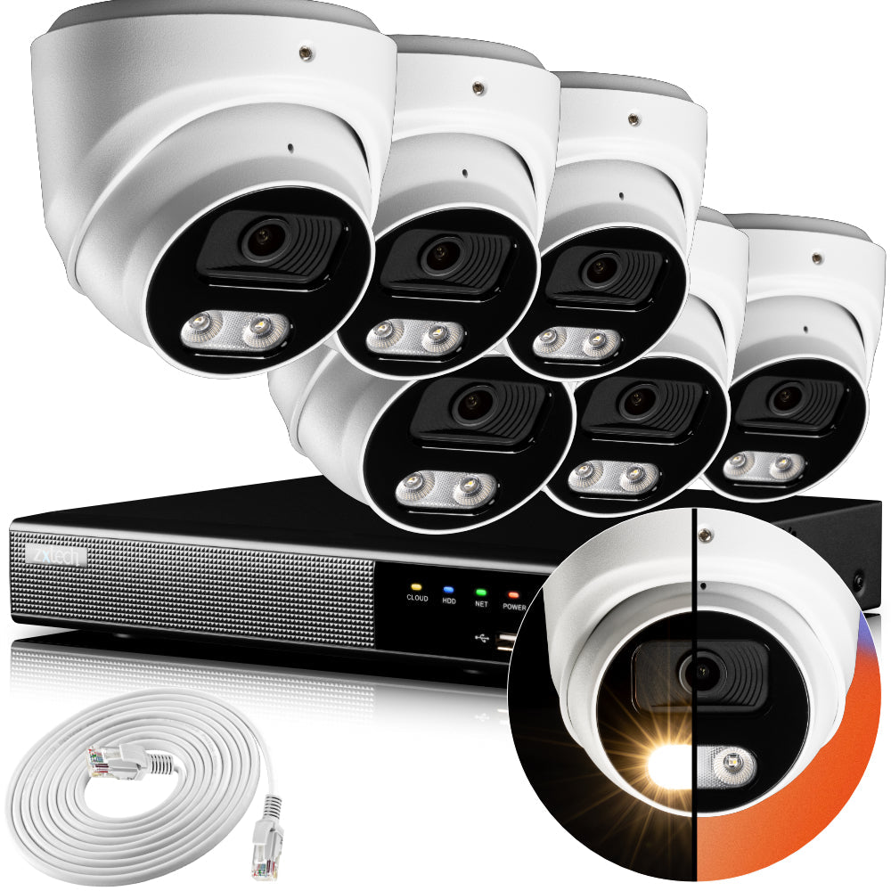 Zxtech 4K CCTV System - 6 x IP PoE Cameras Audio Recording Face Detection Outdoor Sony Starvis  | RX6A9Y