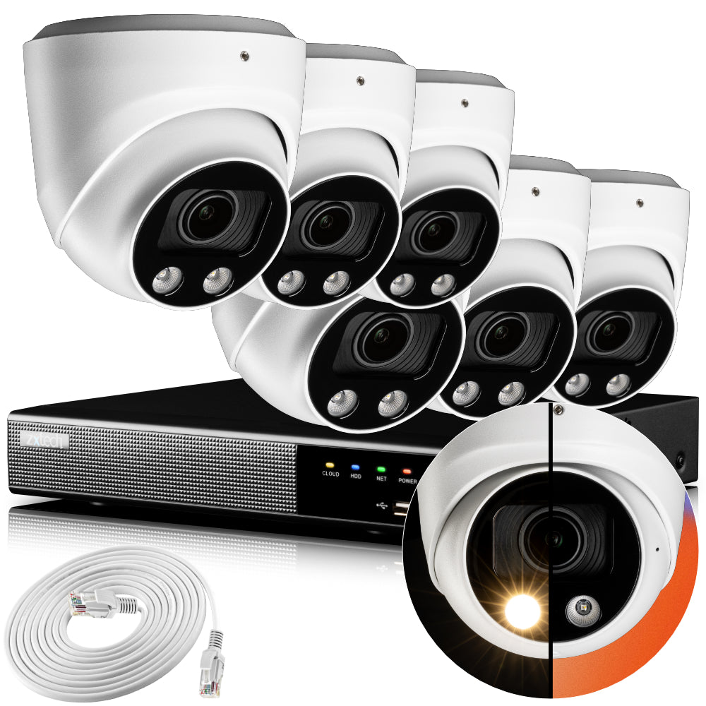 Zxtech 4K CCTV System - 6 x IP PoE Cameras Motorised Lens Face Detection Outdoor Sony Starvis  | RX6C9Y