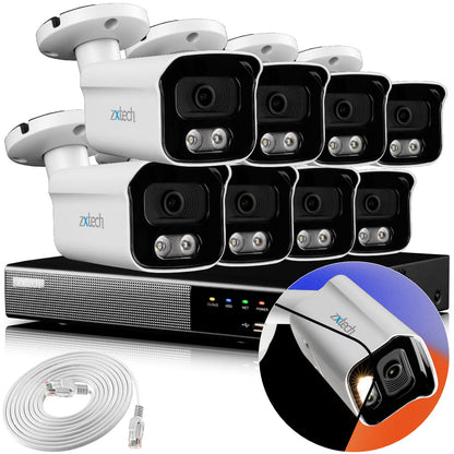 Zxtech 4K CCTV System - 8 x IP PoE Cameras Audio Recording Face Detection Outdoor Sony Starvis  | RX8B9Y