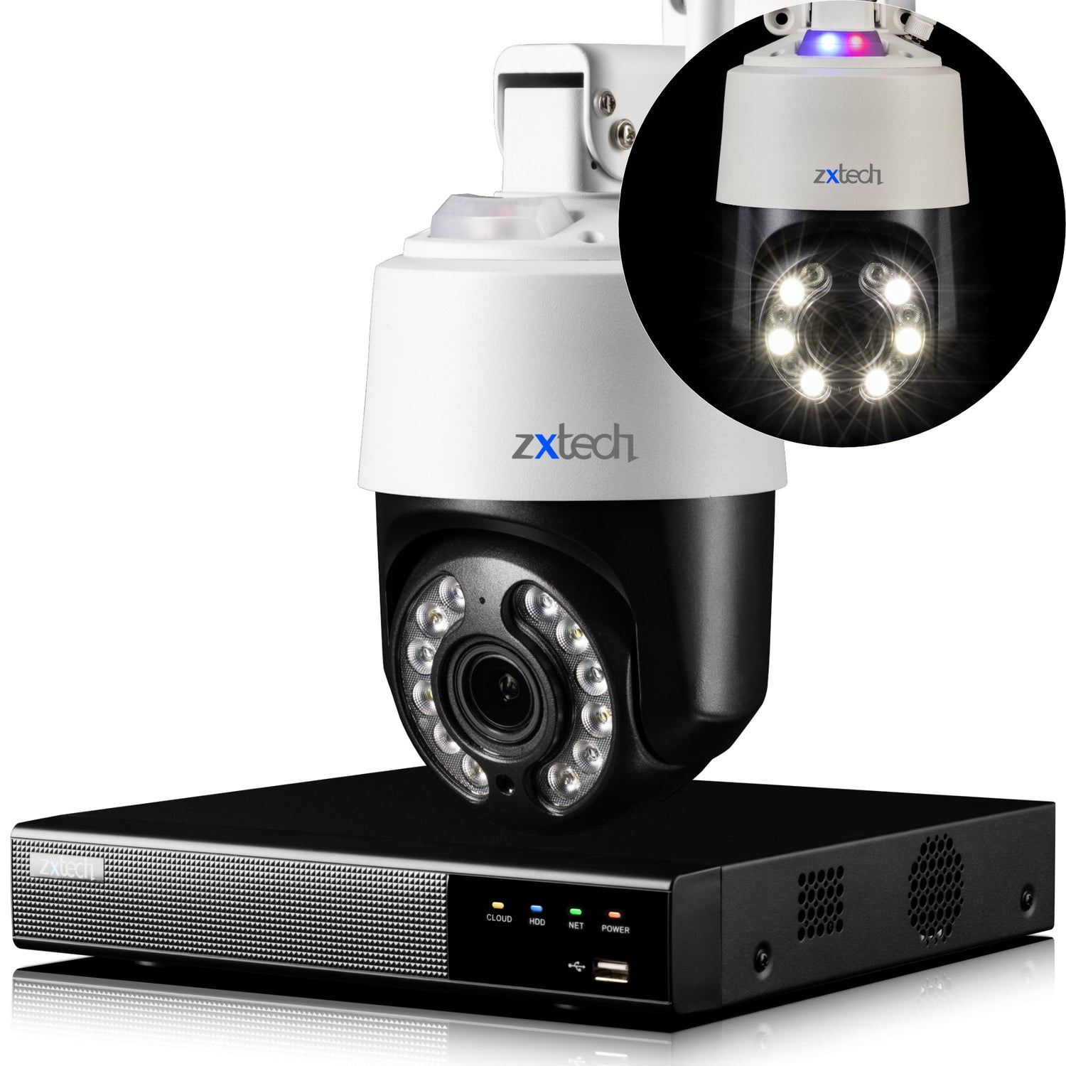 Zxtech 4K Wireless PTZ CCTV System  - 1 x WiFi Security Camera 5X/10X Auto Zoom Colour Night Vision Outdoor 2-Way-Audio 9CH Sony Starvis