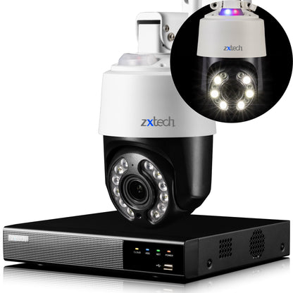 Zxtech 4K Wireless PTZ CCTV System  - 1 x WiFi Security Camera 5X/10X Auto Zoom Colour Night Vision Outdoor 2-Way-Audio 9CH Sony Starvis