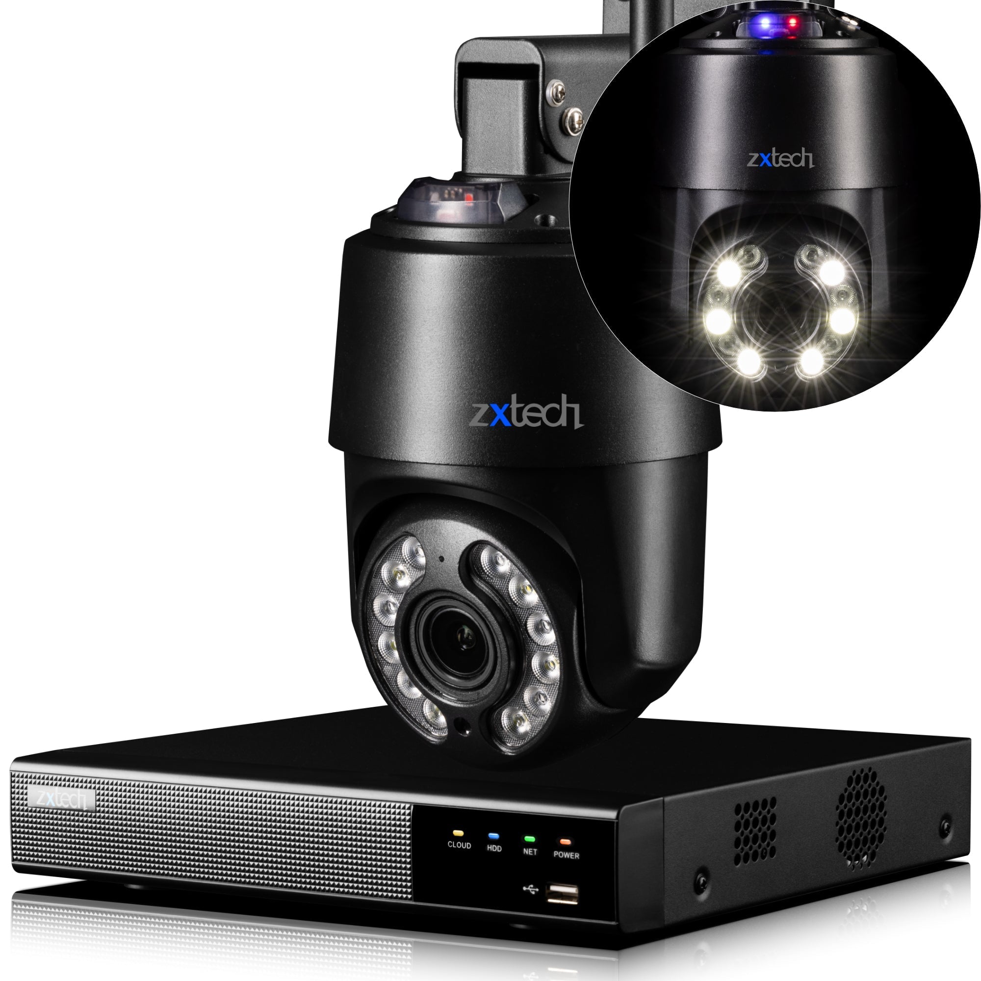 Zxtech 4K Wireless PTZ CCTV System  - 1 x WiFi Security Camera 5X/10X/20X Auto Zoom Colour Night Vision Outdoor 2-Way-Audio 9CH Sony Starvis