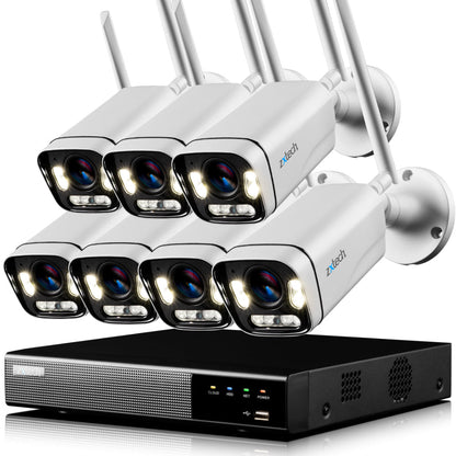 Zxtech 5MP/8MP/4K Wireless CCTV System - 7x WiFi Security Cameras Outdoor 2-Way-Audio Night Vision 9CH Sony Starvis  | WF7A9Y