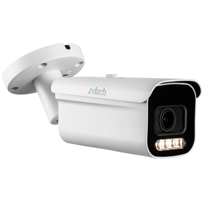 Zxtech Full Colour Night Vision 4K 8MP Bullet Auto Zoom PoE IP CCTV AI Camera | Face Recognition 60M LED Sony Starvis