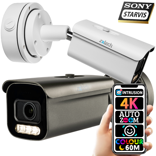 Zxtech Premio Intense LED AI 4K Face Detection 2.7-13.5mm Auto Zoom PoE IP  CCTV Camera
