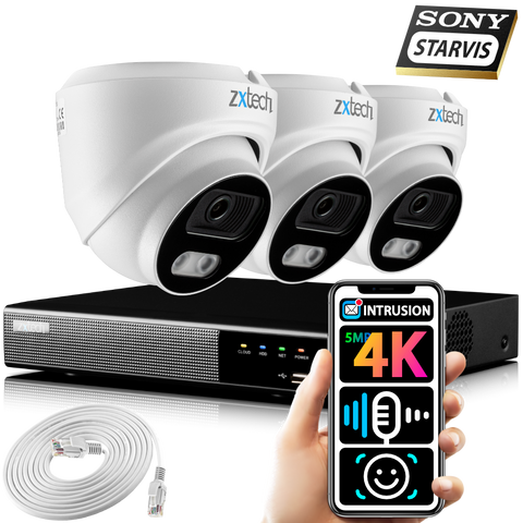 Zxtech 5MP 8MP PoE Security Camera Outdoor CCTV NVR Face Recognition System UK RX3A4Z