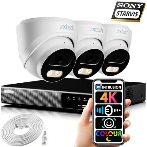 Zxtech 5MP 8MP PoE Security Camera Outdoor CCTV NVR Face Recognition System UK RX3A4Z