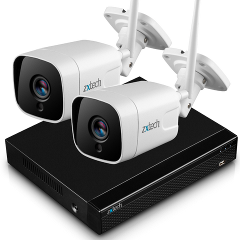 Zxtech 5MP Wireless CCTV System - 2x WiFi Security Cameras Outdoor 2-Way-Audio Night Vision 9CH Sony Starvis  | WF2A9Y