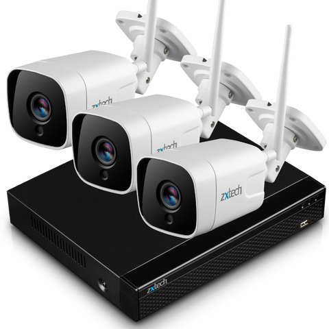 Zxtech 5MP Wireless CCTV System - 3x WiFi Security Cameras Outdoor 2-Way-Audio Night Vision 9CH Sony Starvis  | WF3A9Y